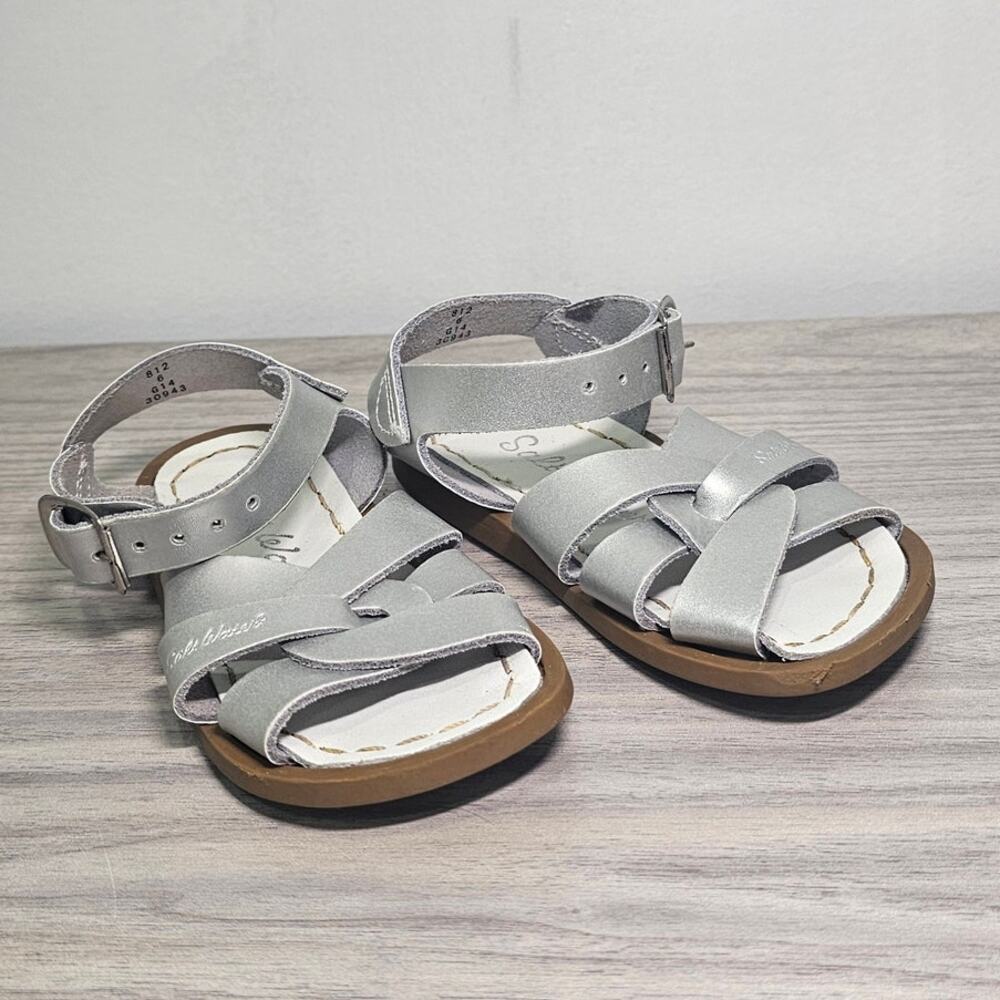 Salt Water Original Sandal Toddler Little Kids 6 Silver Leather Upper